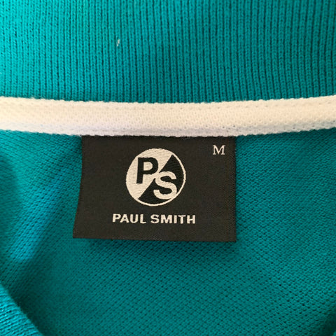 PS by PAUL SMITH Size M Turquoise Logo Cotton Polo