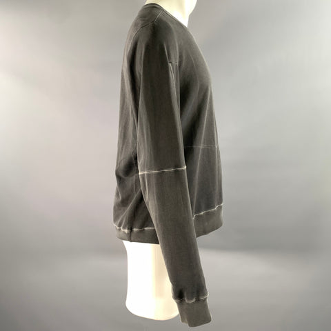 ACRONYM Size L Grey Charcoal Wash Cotton Crew-Neck Sweatshirt