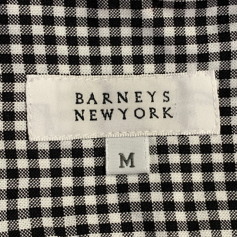 BARNEY'S NEW YORK Size M Black White Checkered Cotton Long Sleeve Shirt