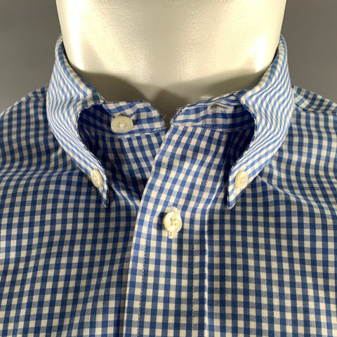 BROOKS BROTHERS Size XS Blue White Gingham Cotton Button Down Long Sleeve Shirt