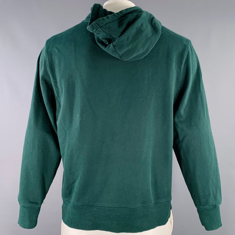 ROWING BLAZERS Size L Green White Logo Cotton Hoodie Sweatshirt