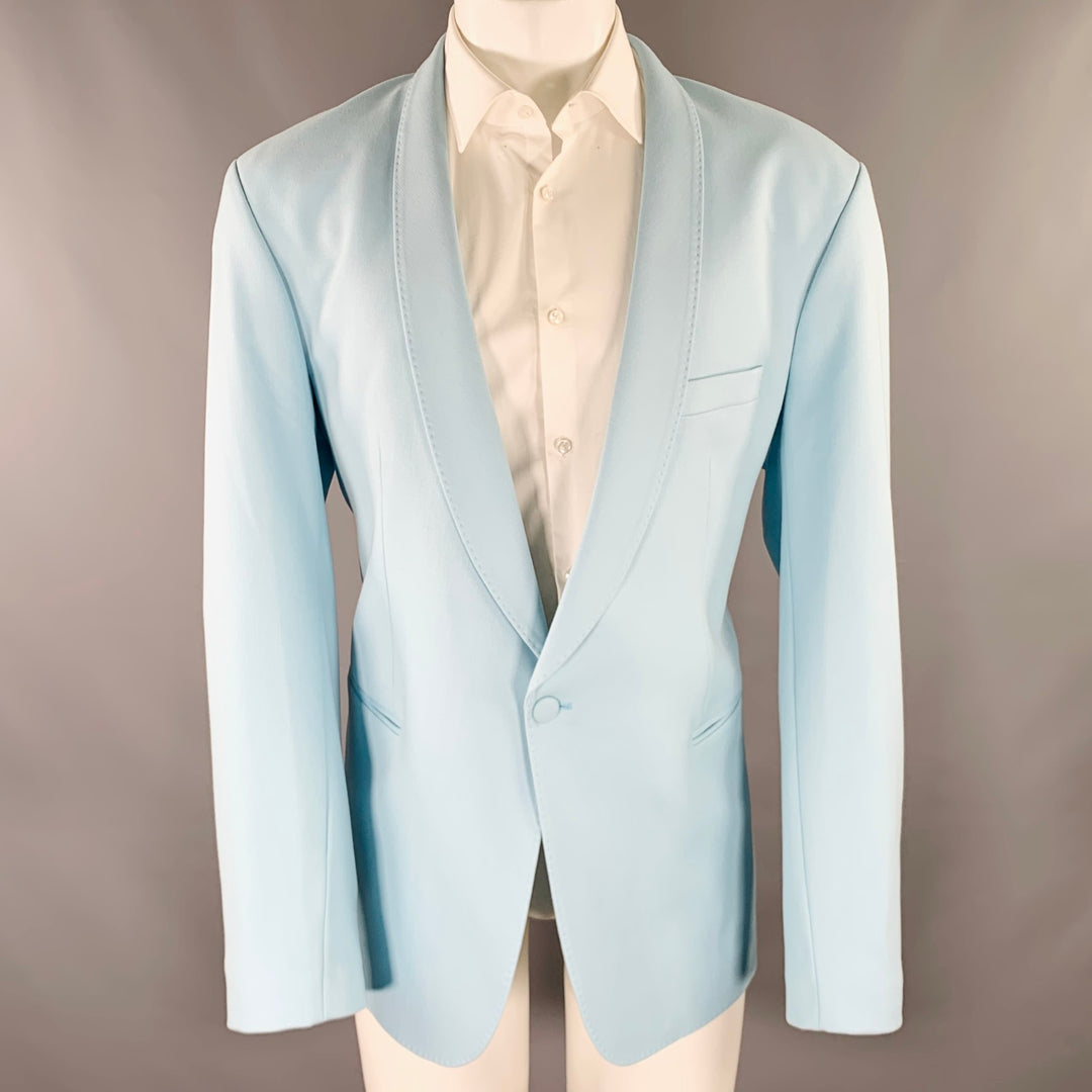 MARTIN ASBJORN Size 40 Long Light Blue Shawl Collar Sport Coat Sui Generis Designer Consignment MARTIN ASBJORN Size 40 Long Light Blue Shawl Collar Sport Coat Sui Generis Designer Consignment