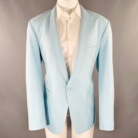 MARTIN ASBJORN Size 40 Long Light Blue Shawl Collar Sport Coat