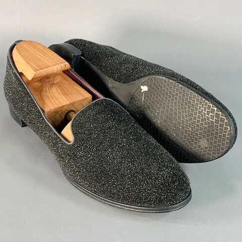 STUART WEITZMAN Size 11 Black Velvet Textured Slip On Loafers Flats