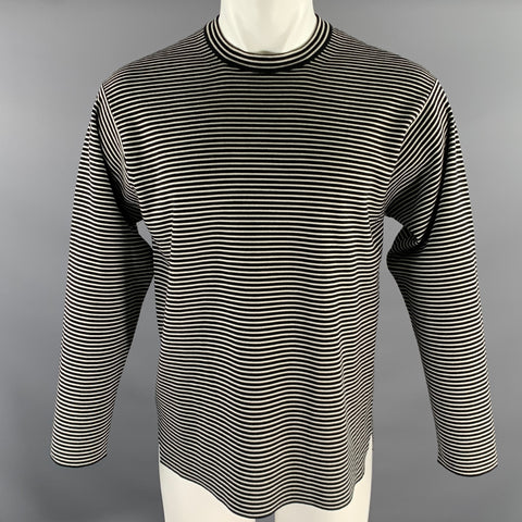 BATONER Size S Black White Stripe Wool Pullover