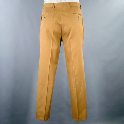 NO BRAND Size 34 Brown Cotton Twill Zip Fly Dress Pants