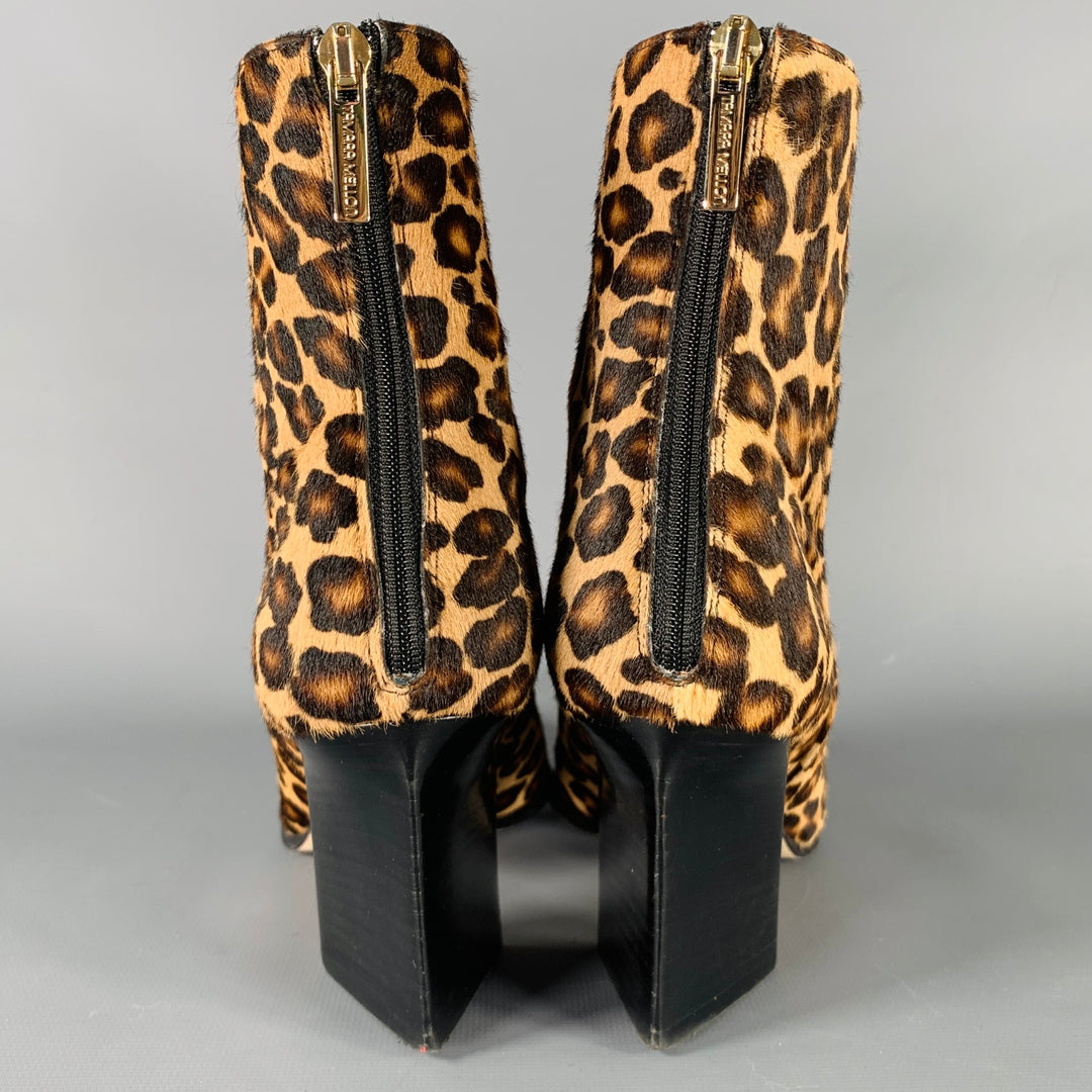 TAMARA MELLON Size 7 Brown Beige Animal Print Calf Hair Chunky Heel Boots