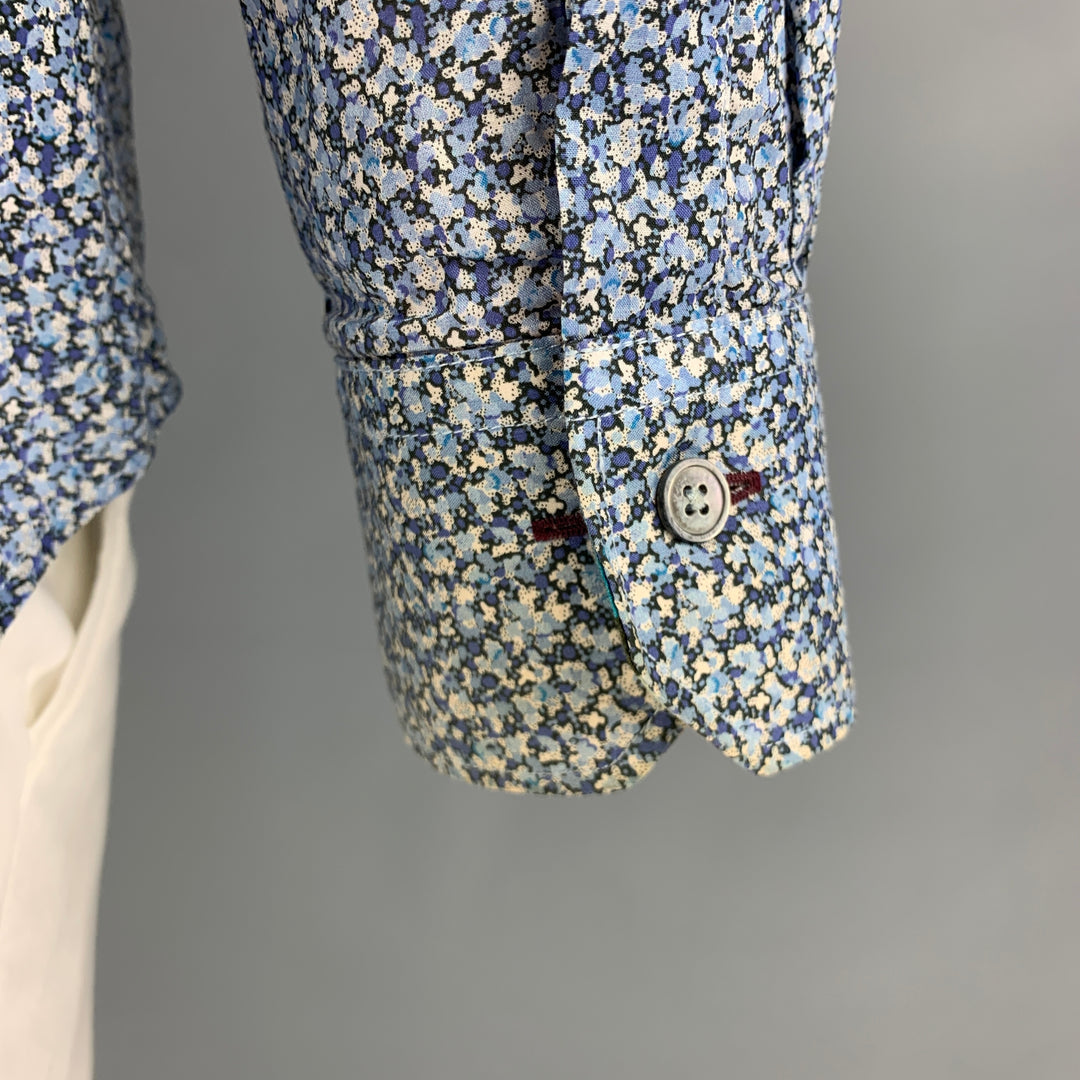 PAUL SMITH Size XL Blue Abstract Print Cotton Button Up Long Sleeve Shirt