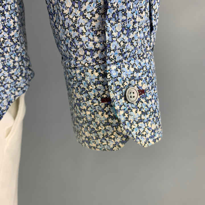 PAUL SMITH Size XL Blue Abstract Print Cotton Button Up Long Sleeve Shirt