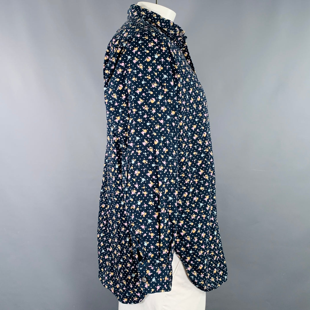 ENGINEERED GARMENTS Size XL Black Pink Blue Floral Dots Long Sleeve Shirt