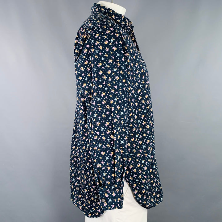 ENGINEERED GARMENTS Size XL Black Pink Blue Floral Dots Long Sleeve Shirt