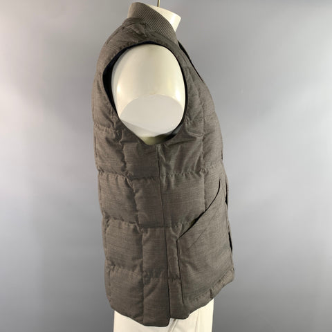BRUNELLO CUCINELLI Size XL Grey Blue Quilted Wool Reversible Vest