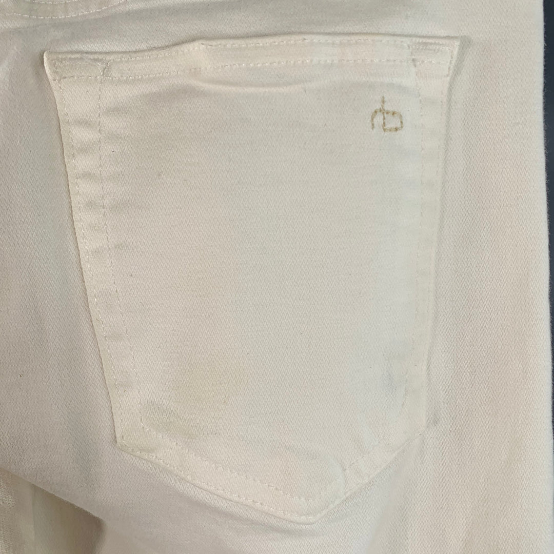 RAG & BONE Size 29 White Cotton Blend Skinny Five Pockets Button Fly Jeans