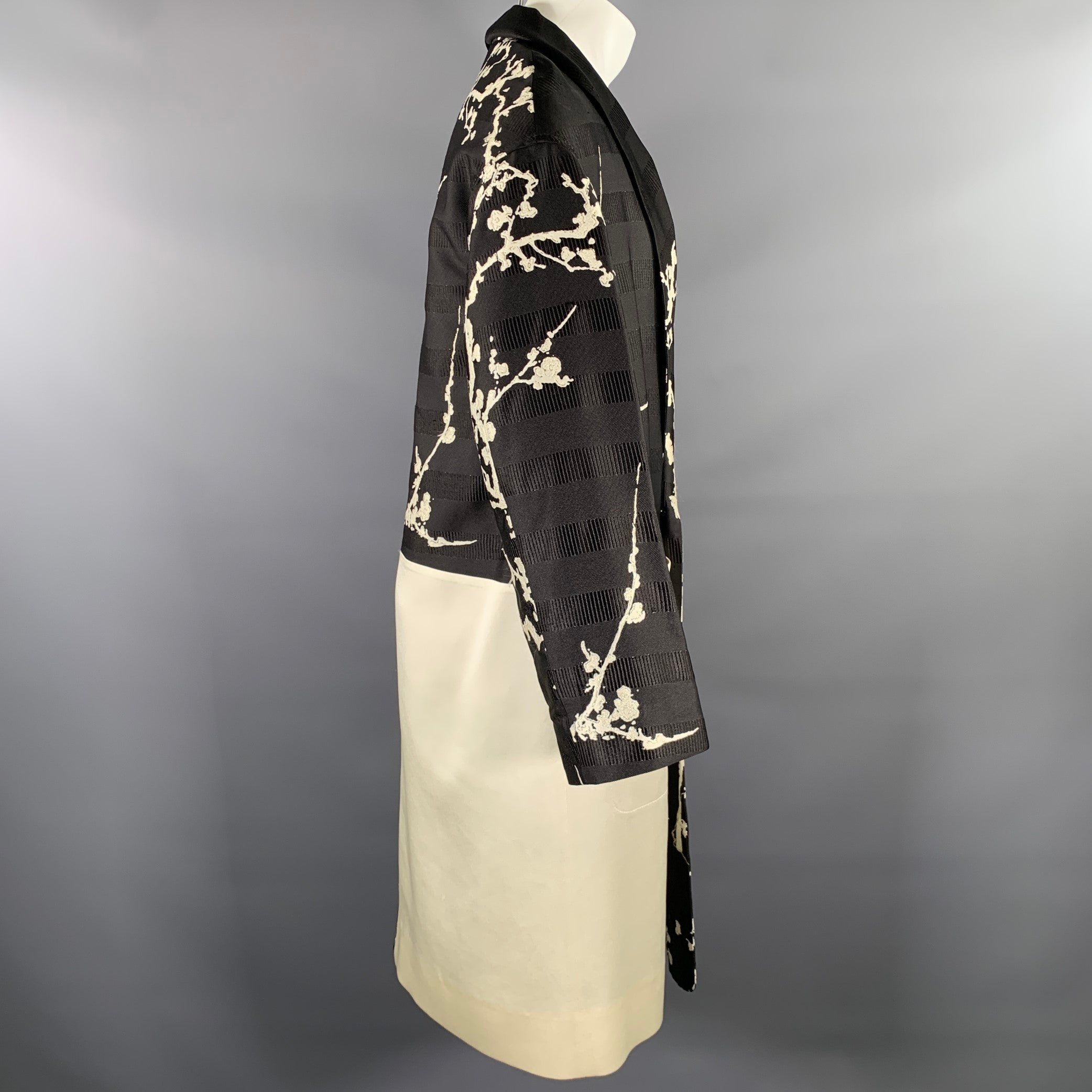 HAIDER ACKERMANN Black White Blossom Shawl Collar Coat – Sui