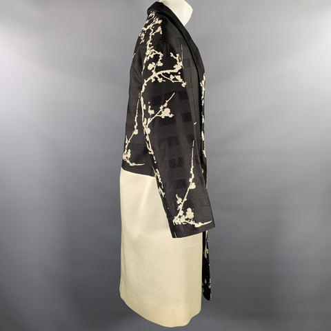 HAIDER ACKERMANN Black White Blossom Shawl Collar Coat