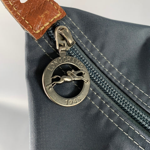 LONGCHAMP -Le Pliage- Grey Brown Nylon Overnight Bag