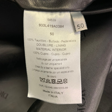 DIOR HOMME Size M Black Leather Two Pockets Bomber Jacket