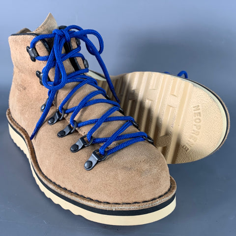 DANNER Size 9 Mountain Light Tan Blue Nubuck Lace-Up Hiking Boots