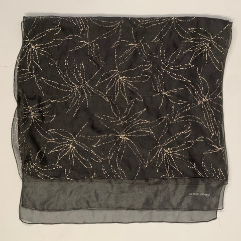 GIORGIO ARMANI Black Cream Abstract Scarf