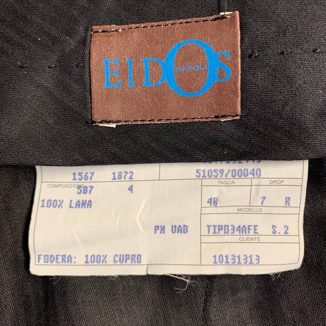 EIDOS Size 38 Regular Grey Charcoal Plaid Wool Notch Lapel Suit