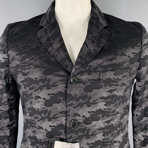 COMME des GARCONS Size XL Black Jacquard Cotton Blend Camouflage Jacket