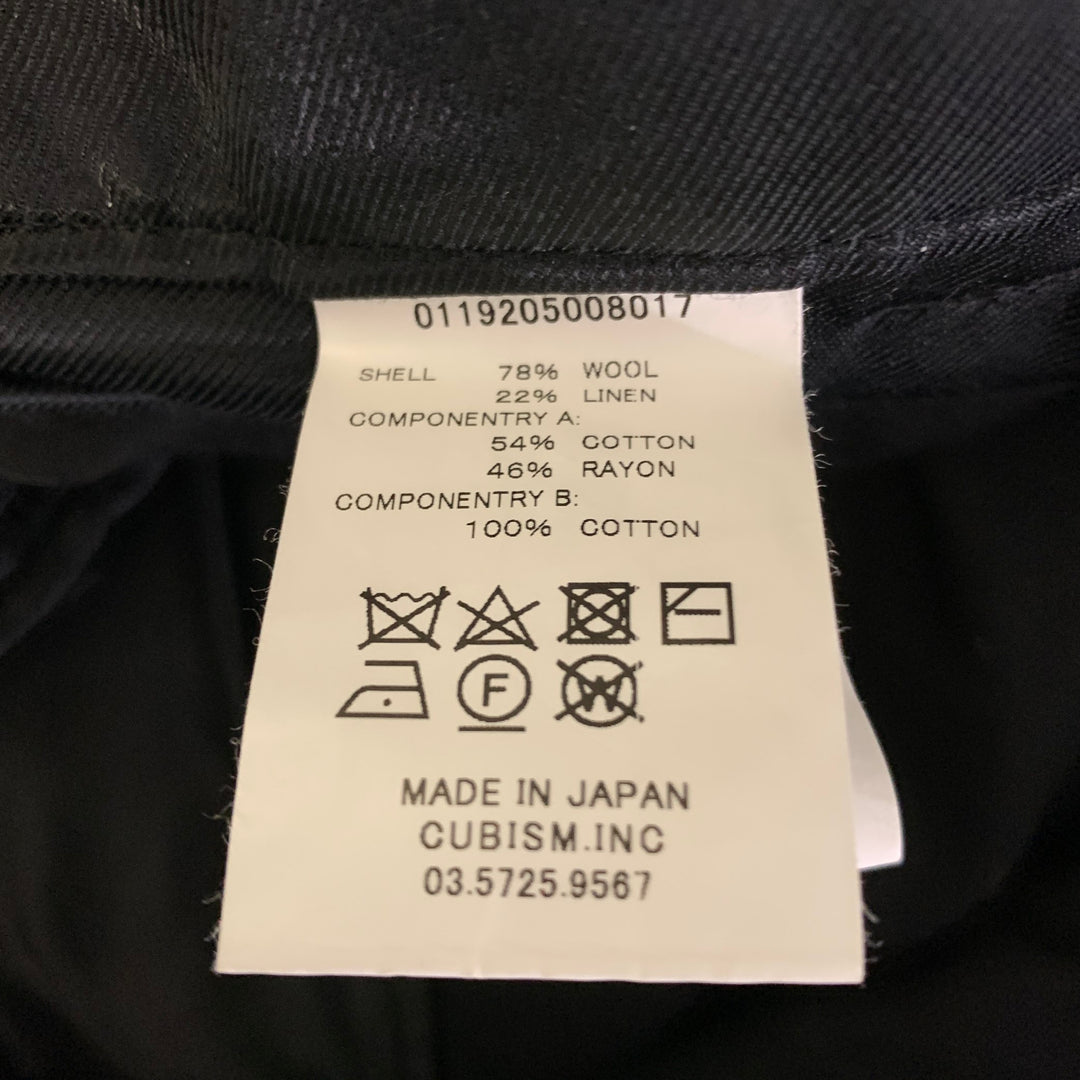 VISVIM Size L Black Wool Linen Waist Tie Pants