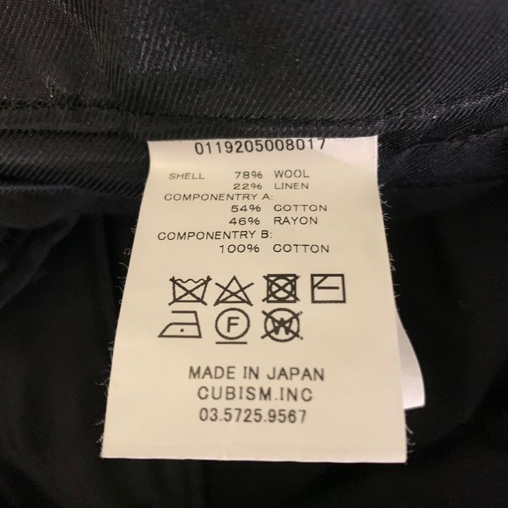 VISVIM Size L Black Wool Linen Waist Tie Pants