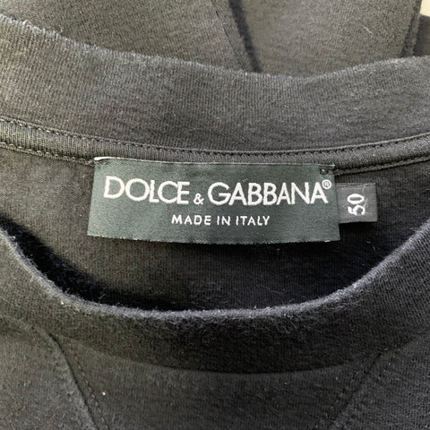 DOLCE & GABBANA Taille M Noir Logo Coton Mélange Col Rond Sweat-shirt