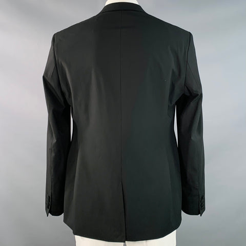 Veste de smoking à revers pointus noire en mélange de polyester, taille 42 Long, NOAK