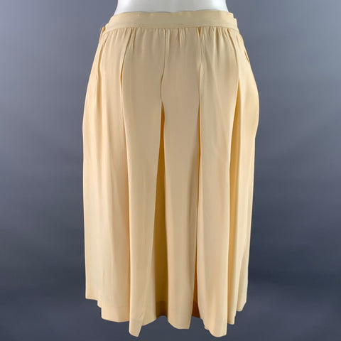 EMPORIO ARMANI Size M Cream Viscose Blend Pleated Skirt
