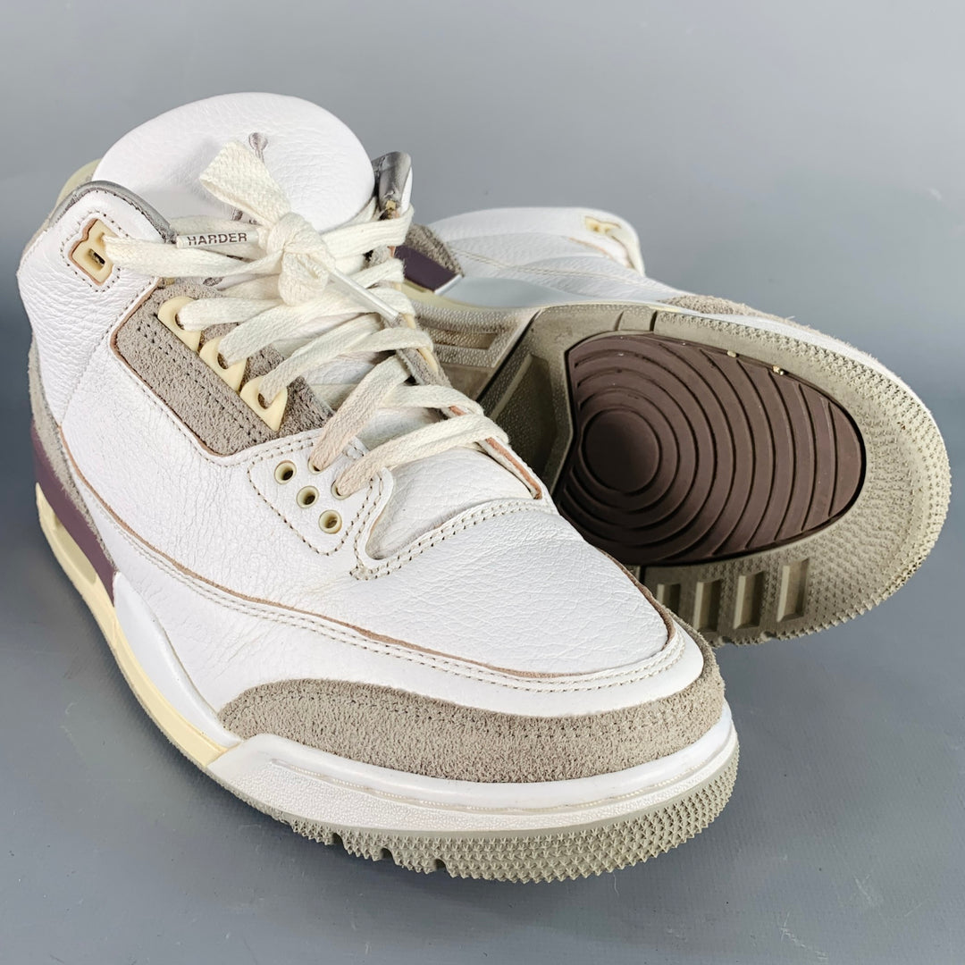 NIKE AIR Size 7.5 Jordan 3 Retro A Ma Maniere White Grey Leather Sneakers