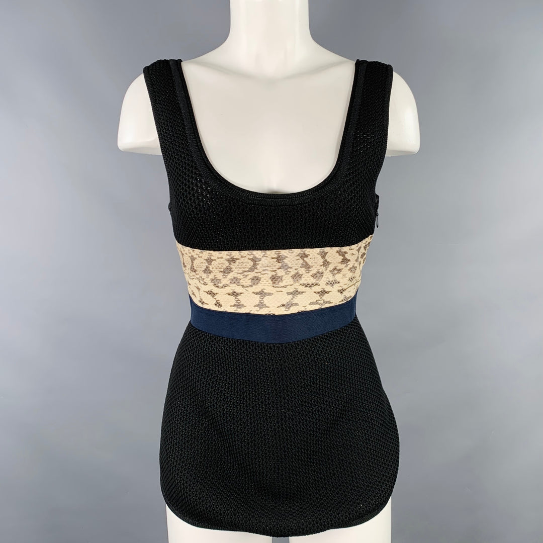 PROENZA SCHOULER Size M Black Beige Polyester Blend Mixed Fabrics Casual Top