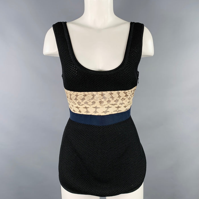 PROENZA SCHOULER Size M Black Beige Polyester Blend Mixed Fabrics Casual Top