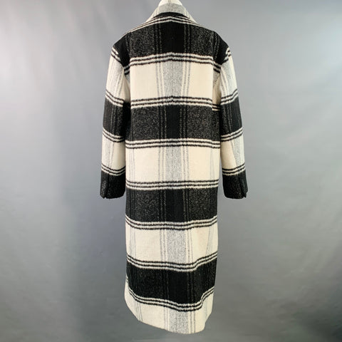 Manteau croisé ALLSAINTS taille 38 en mélange de laine carreaux noir blanc gris