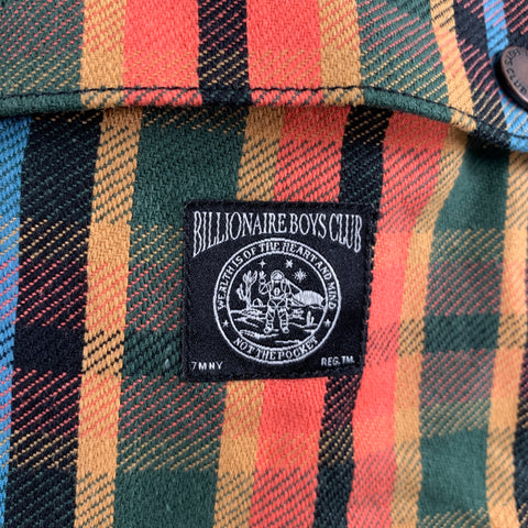 BILLIONAIRE BOYS CLUB Size L Multi Color Plaid Utilitarian Cotton Trucker Jacket
