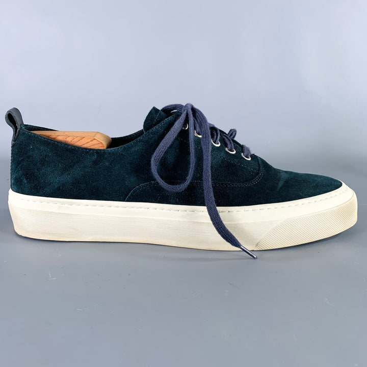 OFFICINA SLOWEAR Size 9 Navy Cream Suede Sneakers