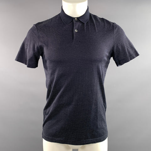 THEORY Size XS Navy White Dots Cotton Pointed Collar Polo