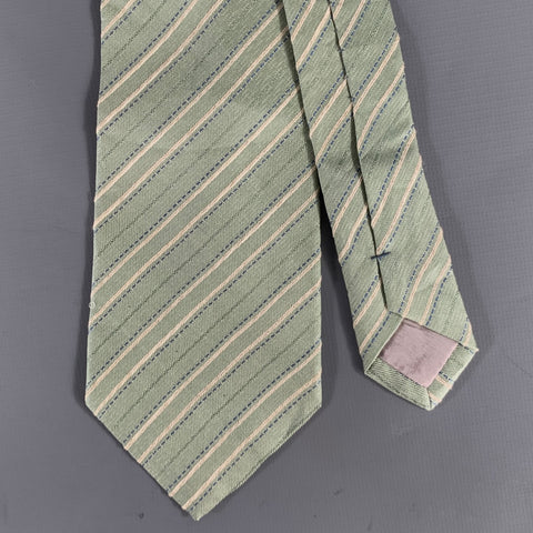 ISSEY MIYAKE Tan Mint Diagonal Silk Tie