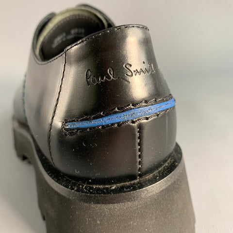 PAUL SMITH Size 8 Black Leather Platform Laces