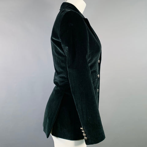 DOLCE & GABBANA Size 2 Black Velvet Notch Lapel Jacket Blazer