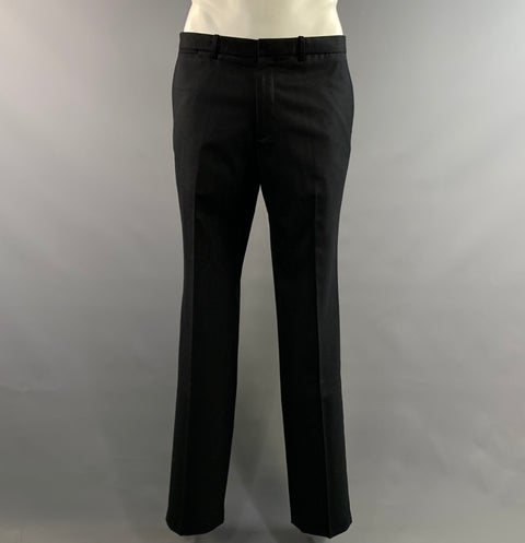 THEORY Chest Size 42 Black Solid Wool Notch Lapel 36 35 Suit