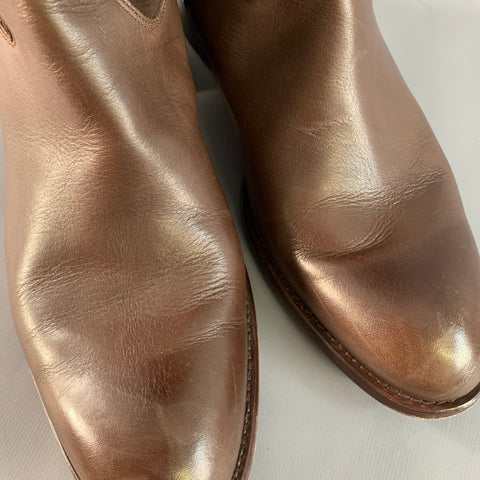 PAUL STUART Size 7.5 Brown Leather Belted Back Zipper Riding Boots