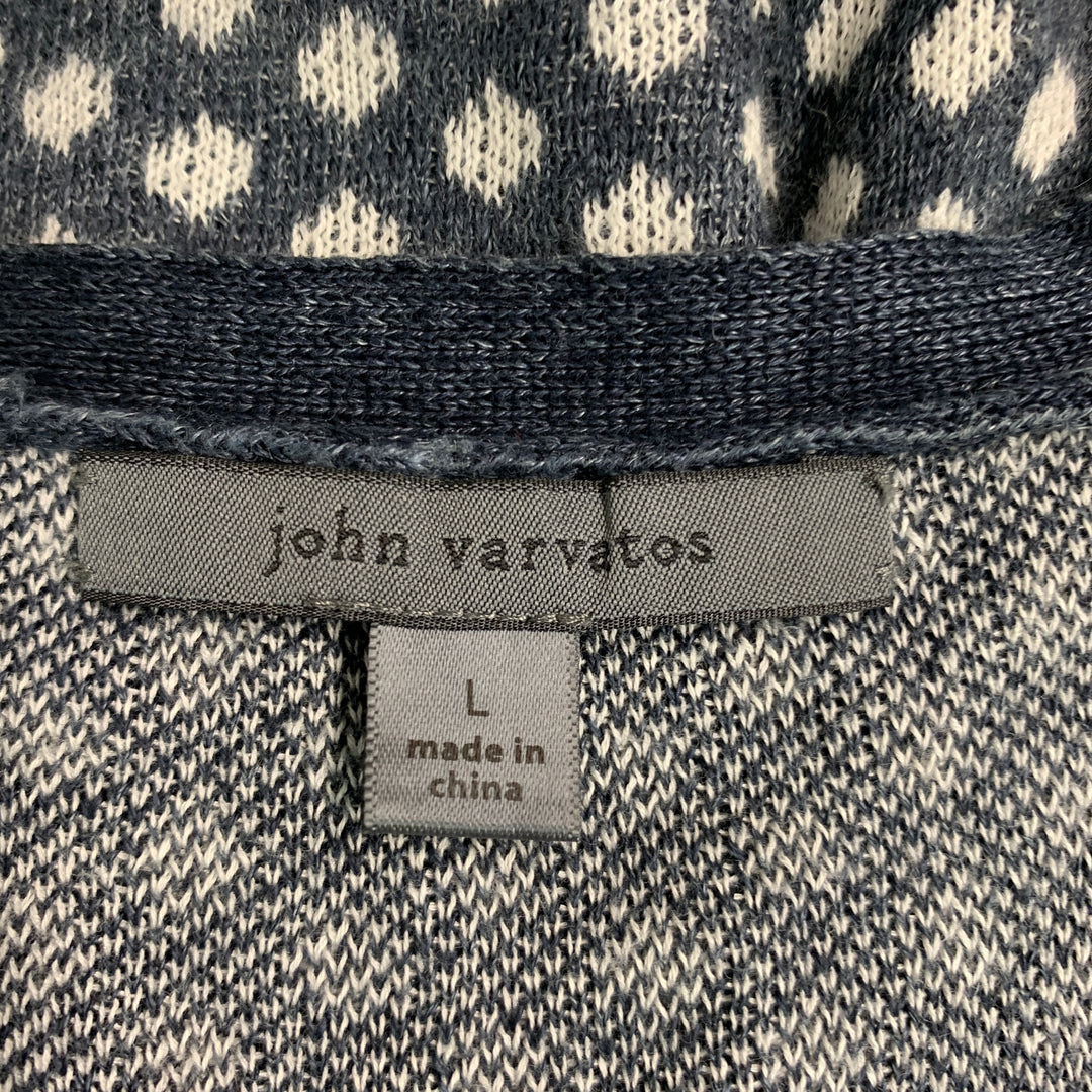 JOHN VARVATOS Taille L Gilet en coton lin à pois blancs marine