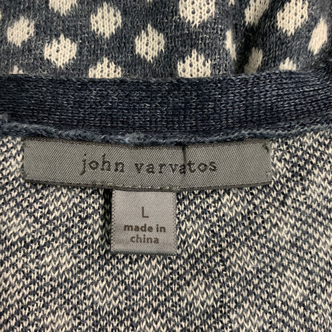 JOHN VARVATOS Size L Navy White Dots Linen Cotton Vest