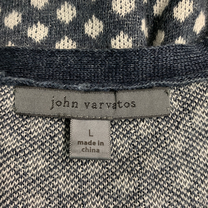 JOHN VARVATOS Size L Navy White Dots Linen Cotton Vest