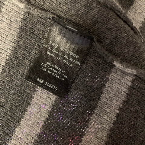 RAG & BONE Size M Black Grey Stripe Cotton Wool Slit Pockets Vest