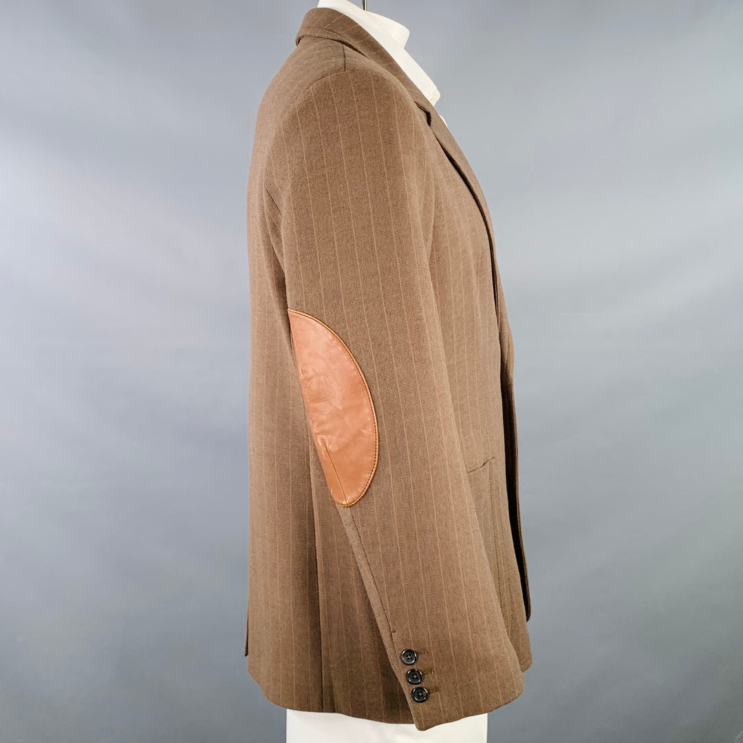 WALES BONNER AW19 Mumbo Jumbo Size 42 Walnut Check Brown Black Stripe Polyester Blend Sport Coat