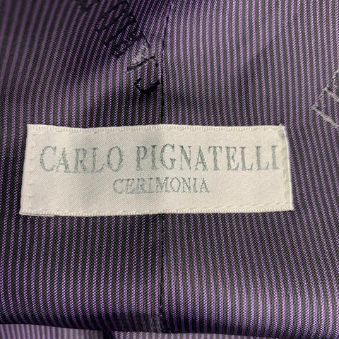 CARLO PIGNATELLI Size 42 Black Purple Stripe Acetate Wool Vest
