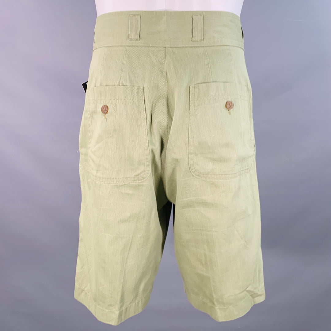 GIORGIO ARMANI Vintage Size 30 Green Sage Cotton High Waisted Pleated Shorts