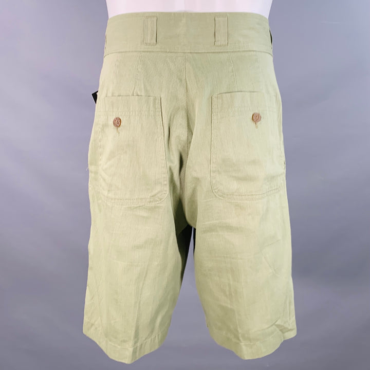 GIORGIO ARMANI Vintage Size 30 Green Sage Cotton High Waisted Pleated Shorts